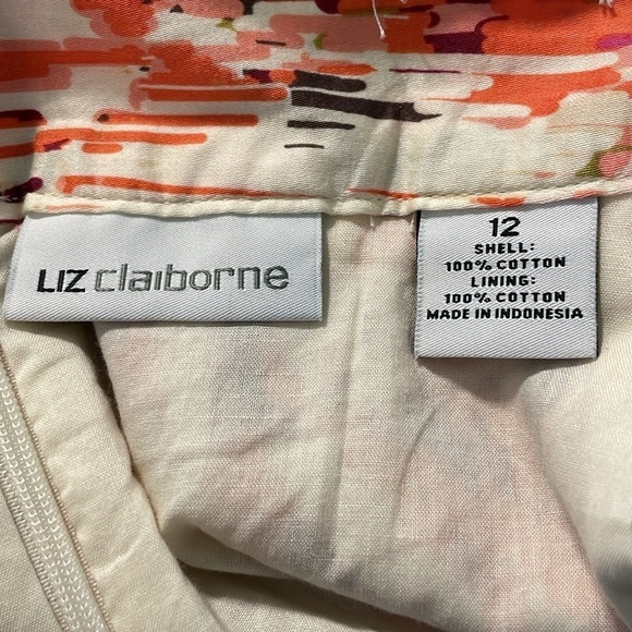 Liz Claiborne Women’s Midi Skirt Pink Size 12 100% Cotton Colorful Floral Flowy - Picture 8 of 13